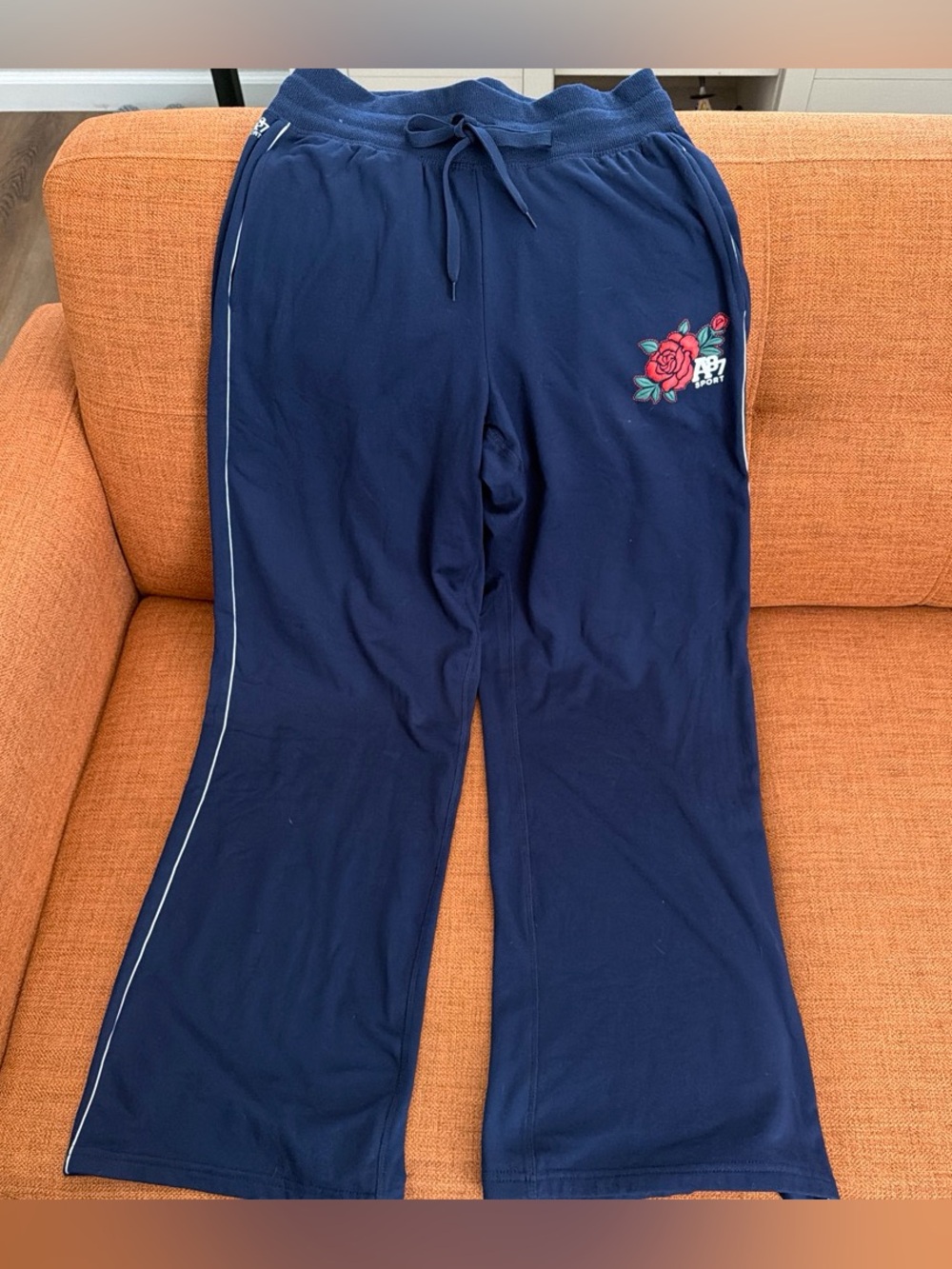 Aeropostale Navy Floral-Embroidered Sweatpants
